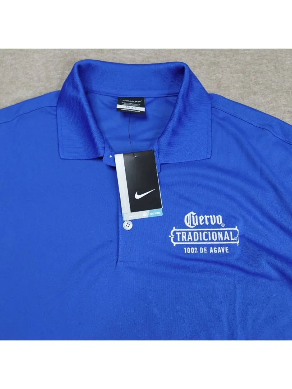 Nike Polo Shirt Mens Large Blue Dri Fit Cuervo Tradicional 100% De Agave NEW